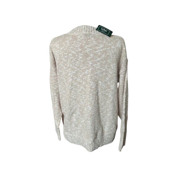 NEW L.L. Bean Cotton Ragg Crewneck Fair Isle Sweater in Tan sz XL Gorpcore Cozy - Picture 2 of 13